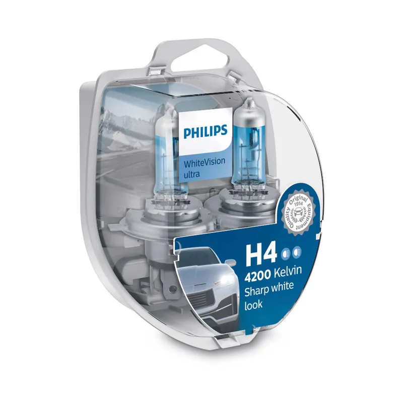 Zamów teraz ŻARÓWKA H4 WHITE VISION ULTRA 4200K 2 SZT. PHILIPS