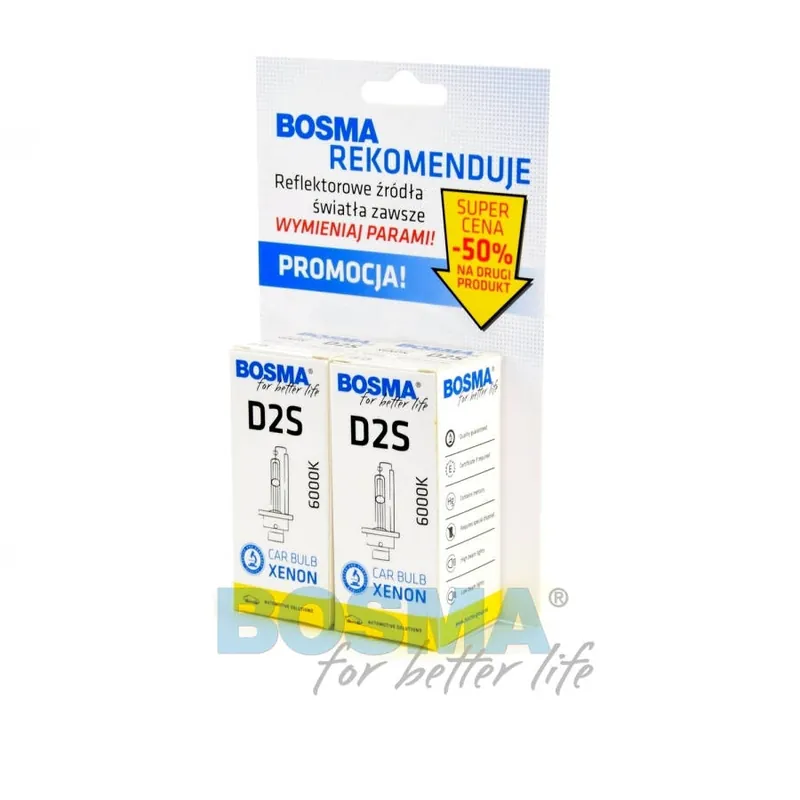 Promocja XENON D2S 6000K 85V 35W P32d-2 DUO PAK BOSMA