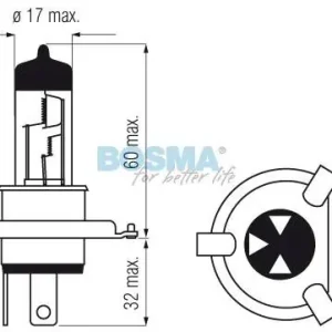 Popularny ŻARÓWKI PLUS 120% 12V 60/55W H4 P43T (TWIN BOX) BOSMA