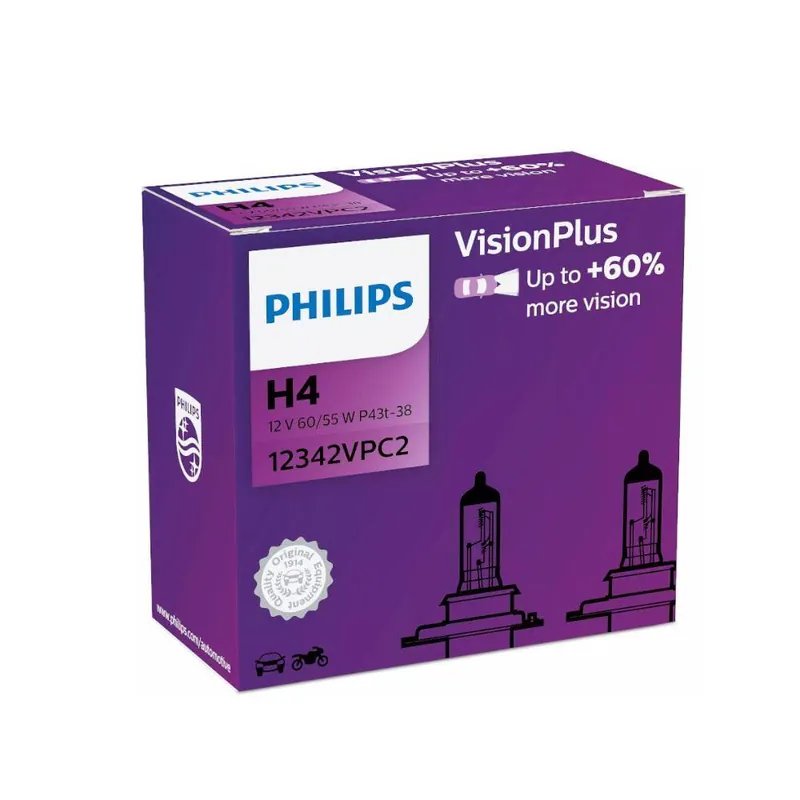ŻARÓWKA 12V H4 60/55W VISION 2 SZT. PHILIPS Darmowa dostawa