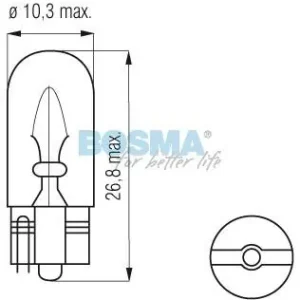 ŻARÓWKA 12V 2W T10 W2W BOSMA 1963 Oryginalny