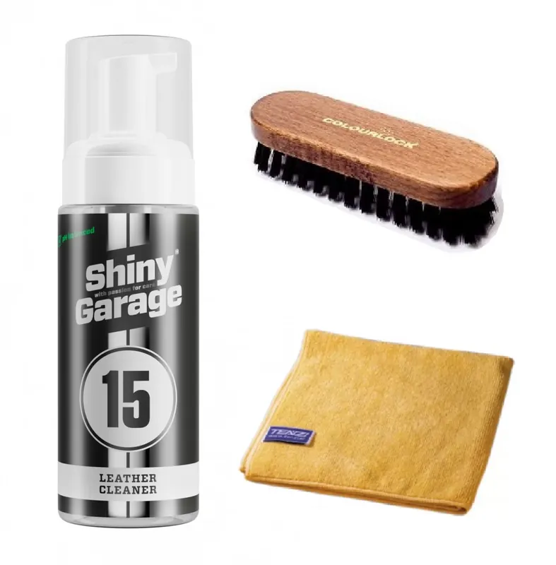 Najlepsza cena ZESTAW DO CZYSZCZENIA SKÓR LEATHER CLEANER + SZCZO TKA + MIKROFIBRA